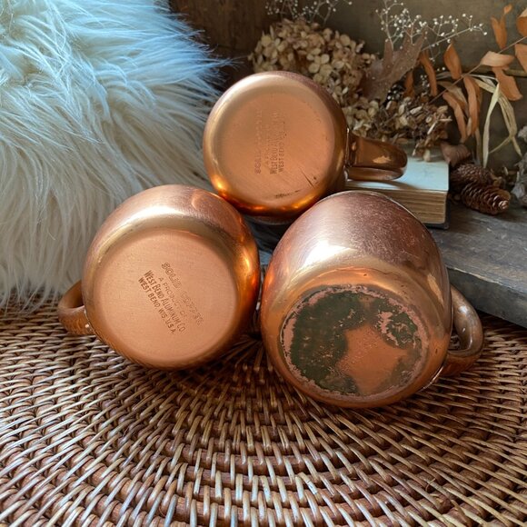 3 West Bend Copper Moscow Mule Mugs Cups Made in USA - Picture 4 of 5